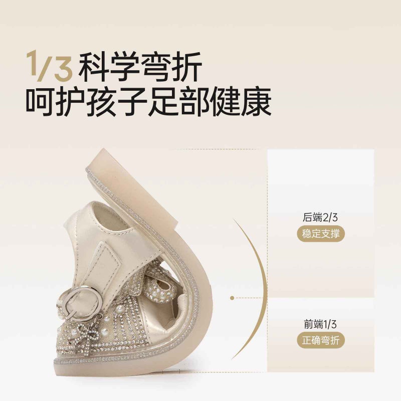 Girls Sandals Shiny Princess Shoes Children'S Baotou Summer Crystal Sandals Soft Sole Girls Dress Shoes - Image 4