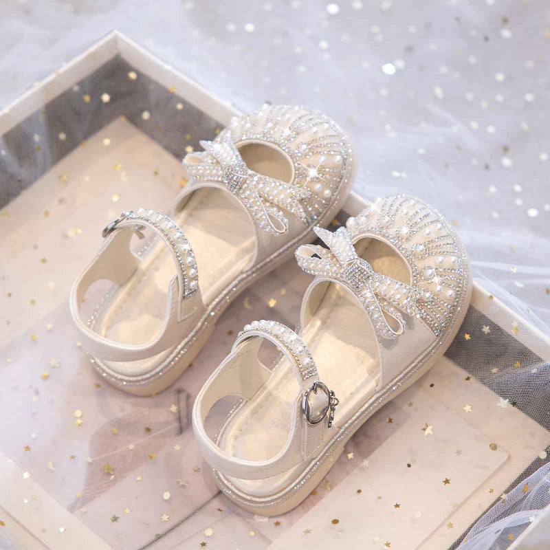 Girls Sandals Shiny Princess Shoes Children'S Baotou Summer Crystal Sandals Soft Sole Girls Dress Shoes - Image 2