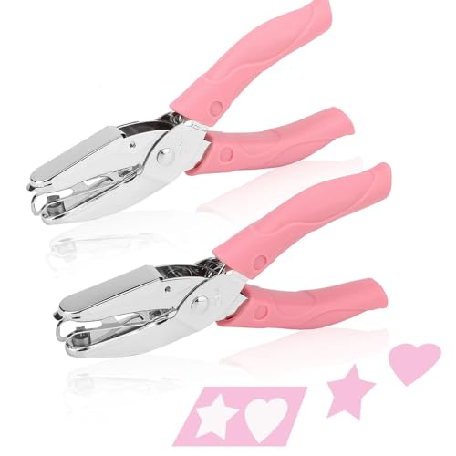 Rongon Paper Hole Puncher Star and Heart Shaped Mini Hole Punch Pliers 14 Inch Cute Single Hole Punch Tool with SoftHandled DIY for Tags Clothing Ticket - Image 1