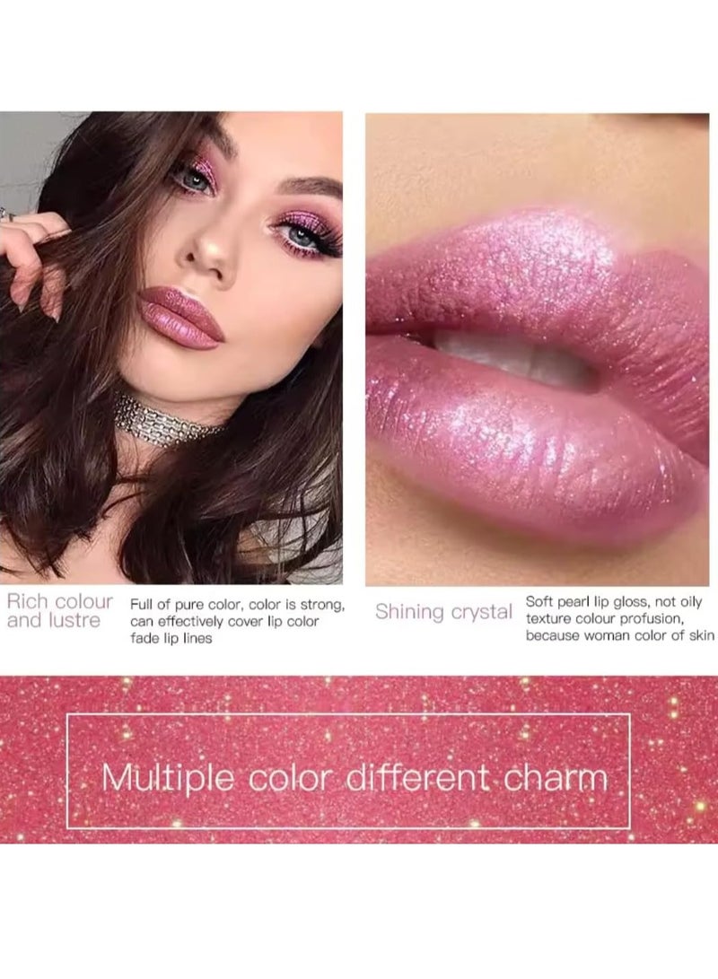 pudaier Diamond Glitter Shiny Matte Lipstick Glitter Liquid Lip Gloss Sparkling High Pigment Waterproof Long Lasting Lipstick Bold Shimmer Lip Glaze Lip Waterproof Lip Liner and Lipstick 01  - Image 3