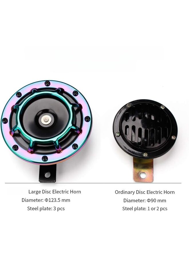 Generic 2pcs Waterproofing Car Horn Loud Super tone 12V High Tone/Low Tone Metal Twin Horns Kit with Protective Grill (horn with wire button) (Color : COLOR)  - Image 3