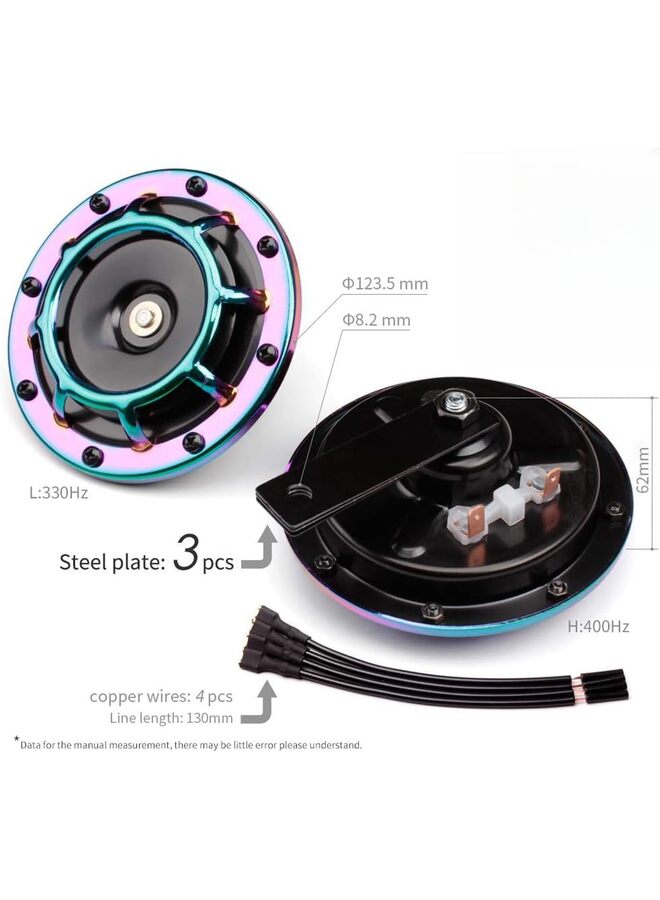 Generic 2pcs Waterproofing Car Horn Loud Super tone 12V High Tone/Low Tone Metal Twin Horns Kit with Protective Grill (horn with wire button) (Color : COLOR)  - Image 2
