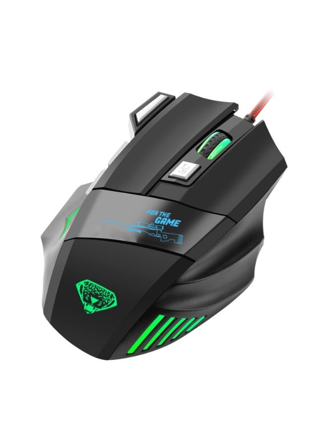 فأرة الألعاب السلكية Divipard M5 بإضاءة RGB – فأرة احترافية للألعاب الإلكترونية تعمل عبر USB 2.0 بمستشعر بصري، مزودة بـ 7 أزرار قابلة للبرمجة، وإعدادات DPI قابلة للتعديل حتى 3600، مع تصميم مريح مناسب لألعاب الكمبيوتر المكتبي واللابتوب. - Image 5