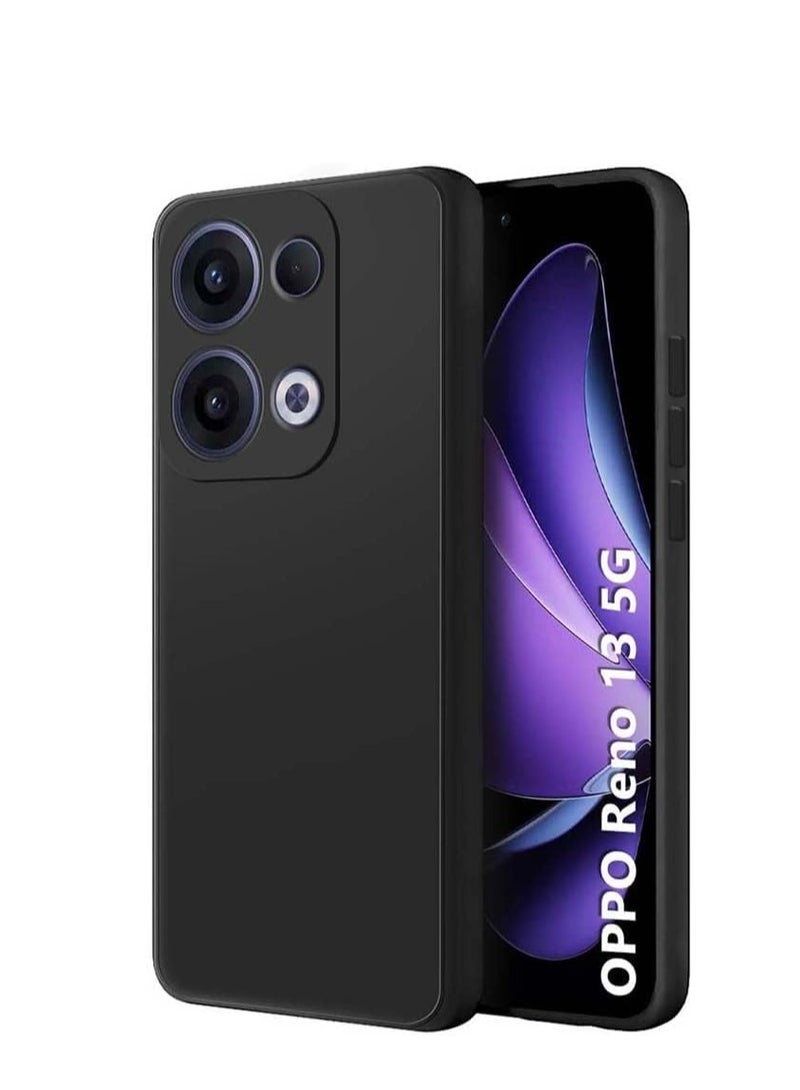 Case for Oppo Reno13 Liquid Gel Rubber Bumper Case with Soft Microfiber Lining Cushion Slim Hard Shell Shockproof Protective Cover for Reno 13 5G 2024 (Black) - Image 1