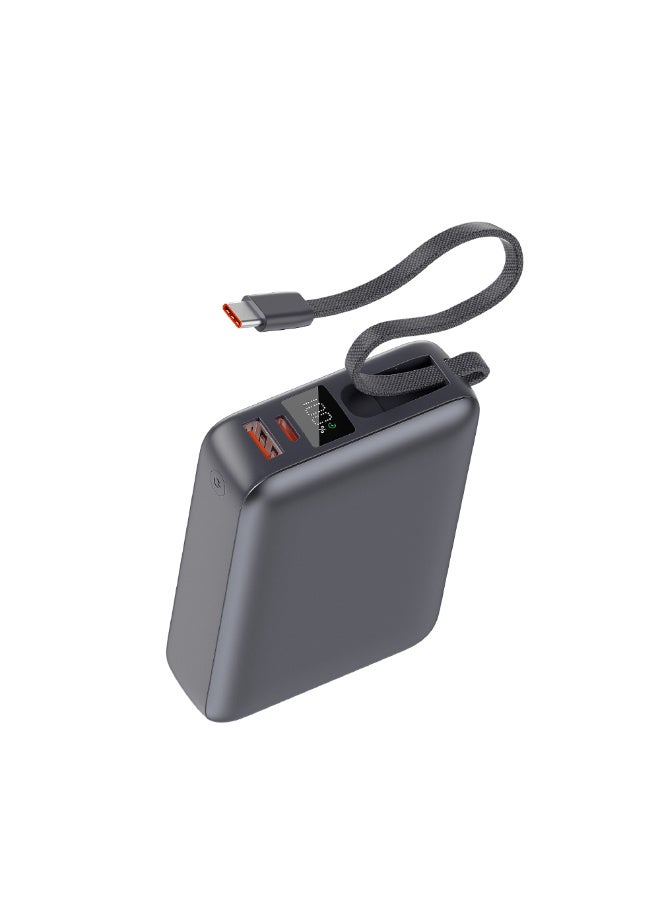 QCY Power Bank 20000mAh 45W Fast Charging  PB20A-B – Portable Charger with USB-C & USB-A Output, High Capacity Travel Power Bank, Fireproof ABS+PC Shell grey - Image 3