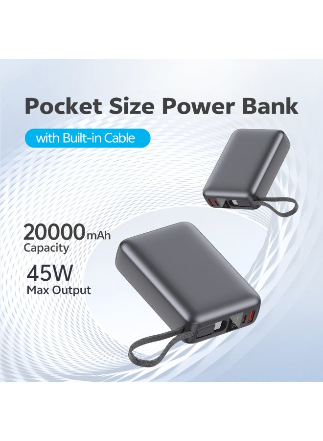 QCY Power Bank 20000mAh 45W Fast Charging  PB20A-B – Portable Charger with USB-C & USB-A Output, High Capacity Travel Power Bank, Fireproof ABS+PC Shell grey - Image 5