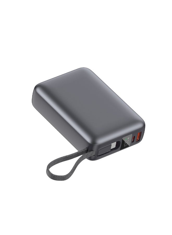 QCY Power Bank 20000mAh 45W Fast Charging  PB20A-B – Portable Charger with USB-C & USB-A Output, High Capacity Travel Power Bank, Fireproof ABS+PC Shell grey - Image 1