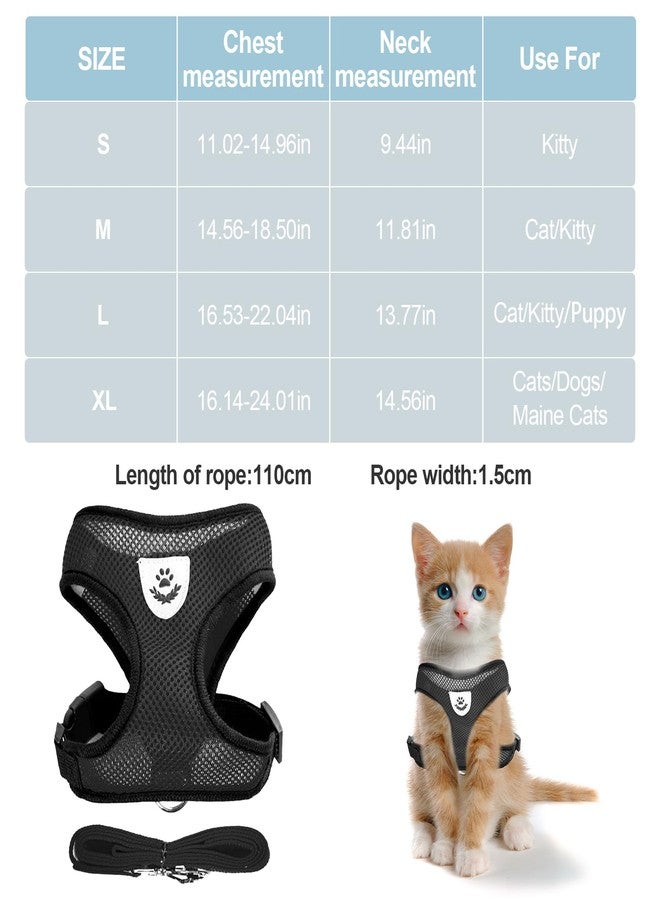 Shudyear Cat Chest Harness and Leash, Adjustable, Anti-Escape Adjustable Soft Mesh Cat Leash and Chest Harness Set for Small Cats and Puppies, Medium Cat Vests (S) - Image 2
