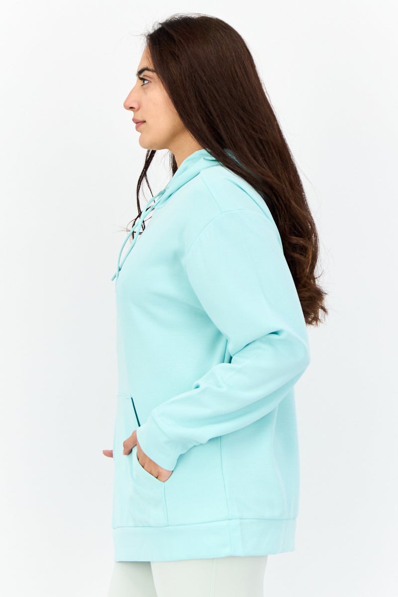 Adidas Women Sportswear Fit Long Sleeves Outdoor Sweatshirt, Sky Blue  - Image 2