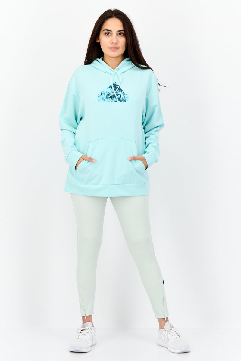 Adidas Women Sportswear Fit Long Sleeves Outdoor Sweatshirt, Sky Blue  - Image 3