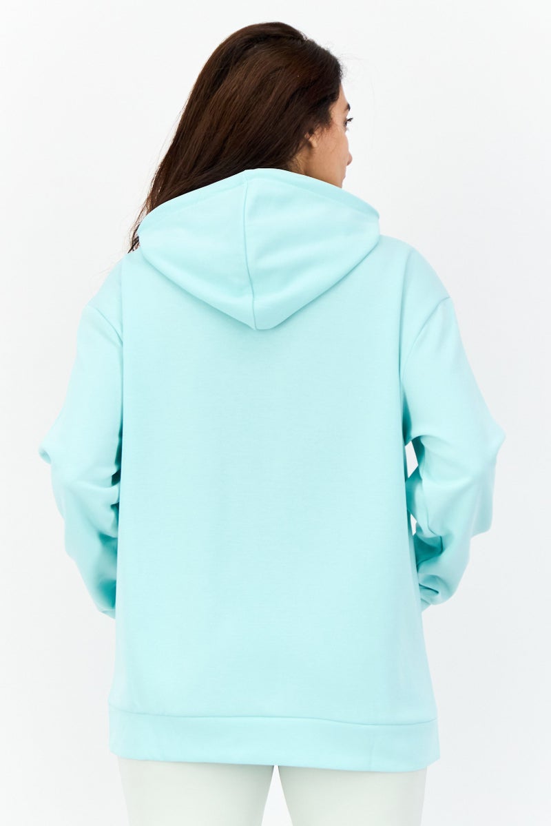 Adidas Women Sportswear Fit Long Sleeves Outdoor Sweatshirt, Sky Blue  - Image 4