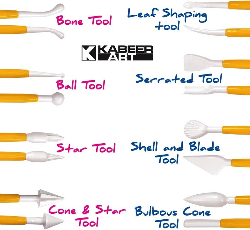 Kabeer Art Air Hardening White Modeling Clay (500g) with 8-Piece Double Ended Sculpting Tools – Ideal for Clay Craft, Pottery, Carving & DIY Art Projects, Clay for Kids & Artists - Image 4