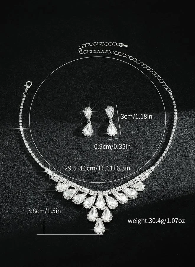 Take Two Silver Crystal Necklace with Earrings Set