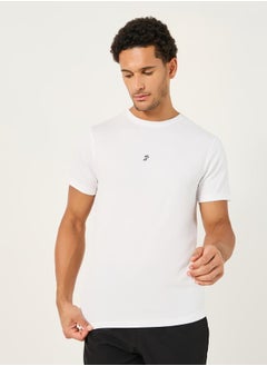 Styli Textured Logo Print Back Striped Detail T-Shirt  - Image 1