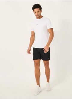 Styli Textured Logo Print Back Striped Detail T-Shirt  - Image 2