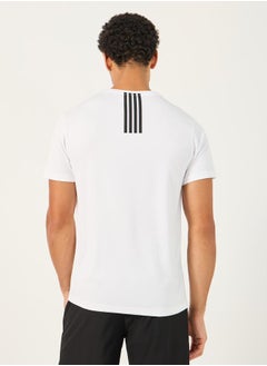 Styli Textured Logo Print Back Striped Detail T-Shirt  - Image 4