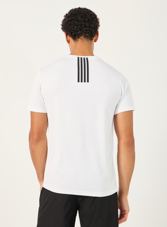 Styli Textured Logo Print Back Striped Detail T-Shirt  - Image 4