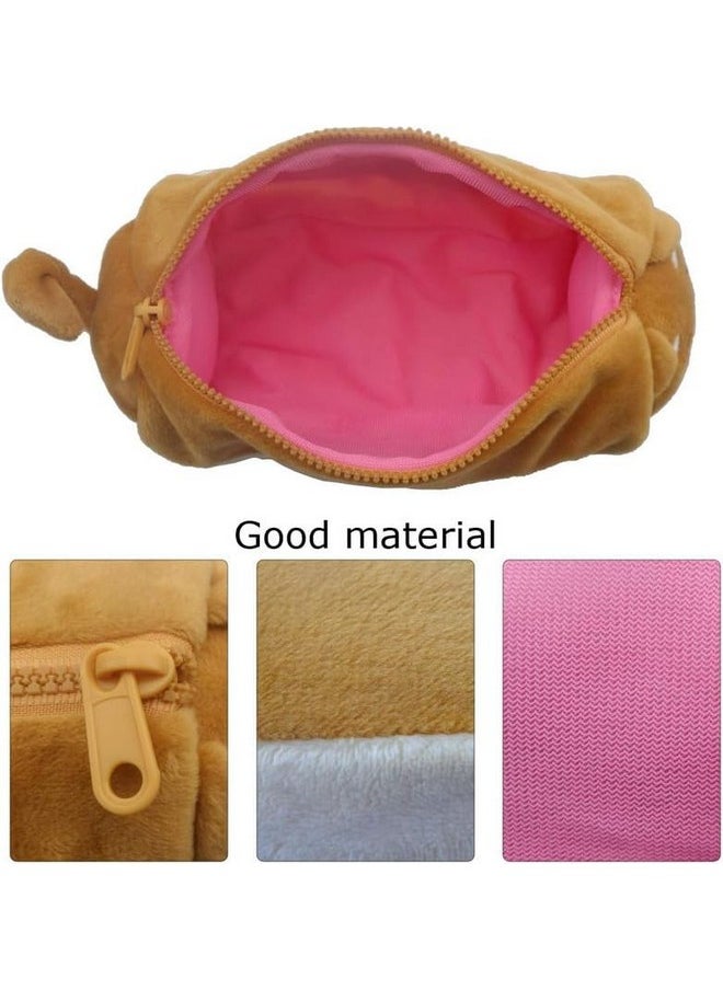 AVSHUB AVSHUB Plush Animal Stationery Cartoon Cute Dog Zipper Pencil Case for Kids/Cosmetic Bag for Women (Corgi Brown)  - Image 4