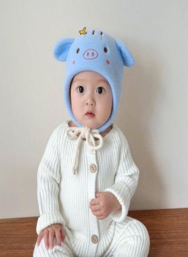 قبعة شتوية للأطفال من ريتشمن، قبعة صوفية مزدوجة الطبقات، قبعة لطيفة مقاومة للرياح لحماية الأذنين، قبعة على شكل حيوان لطيف للأطفال الصغار، مناسبة للأولاد والبنات من عمر 0 شهر إلى 3 سنوات، لون أزرق - Image 4