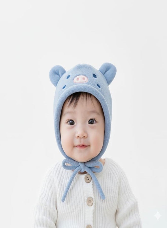 قبعة شتوية للأطفال من ريتشمن، قبعة صوفية مزدوجة الطبقات، قبعة لطيفة مقاومة للرياح لحماية الأذنين، قبعة على شكل حيوان لطيف للأطفال الصغار، مناسبة للأولاد والبنات من عمر 0 شهر إلى 3 سنوات، لون أزرق - Image 2