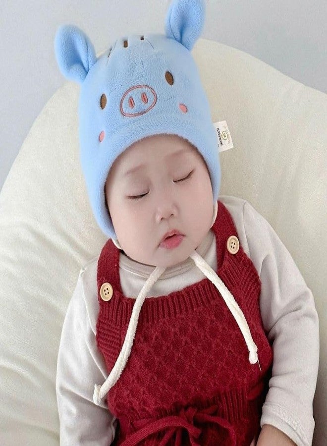 قبعة شتوية للأطفال من ريتشمن، قبعة صوفية مزدوجة الطبقات، قبعة لطيفة مقاومة للرياح لحماية الأذنين، قبعة على شكل حيوان لطيف للأطفال الصغار، مناسبة للأولاد والبنات من عمر 0 شهر إلى 3 سنوات، لون أزرق - Image 5