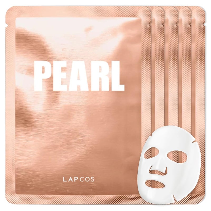 LAPCOS Pearl Sheet Mask Daily Face Mask with Probiotics to Clarify Skin Korean Beauty Favorite 5Pack