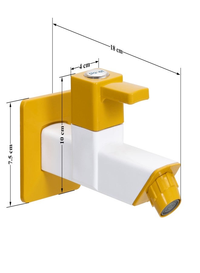 Planet ABS Plastic Single Lever Bib Tap with Water Saving Nozzle/Kitchen Sink Faucet/Bathroom Accessories - Long Body (Yellow & White) - Image 3