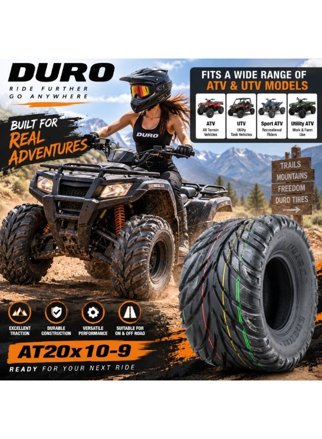 Duro AT20x10-9 ATV UTV Tire, 20x10-9 All-Terrain Off-Road Tire, 4 Ply Tubeless Tire for 9-Inch Rim, Aggressive Tread for Dirt, Sand, Gravel & Mud - Image 1