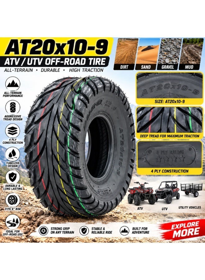 Duro AT20x10-9 ATV UTV Tire, 20x10-9 All-Terrain Off-Road Tire, 4 Ply Tubeless Tire for 9-Inch Rim, Aggressive Tread for Dirt, Sand, Gravel & Mud - Image 2
