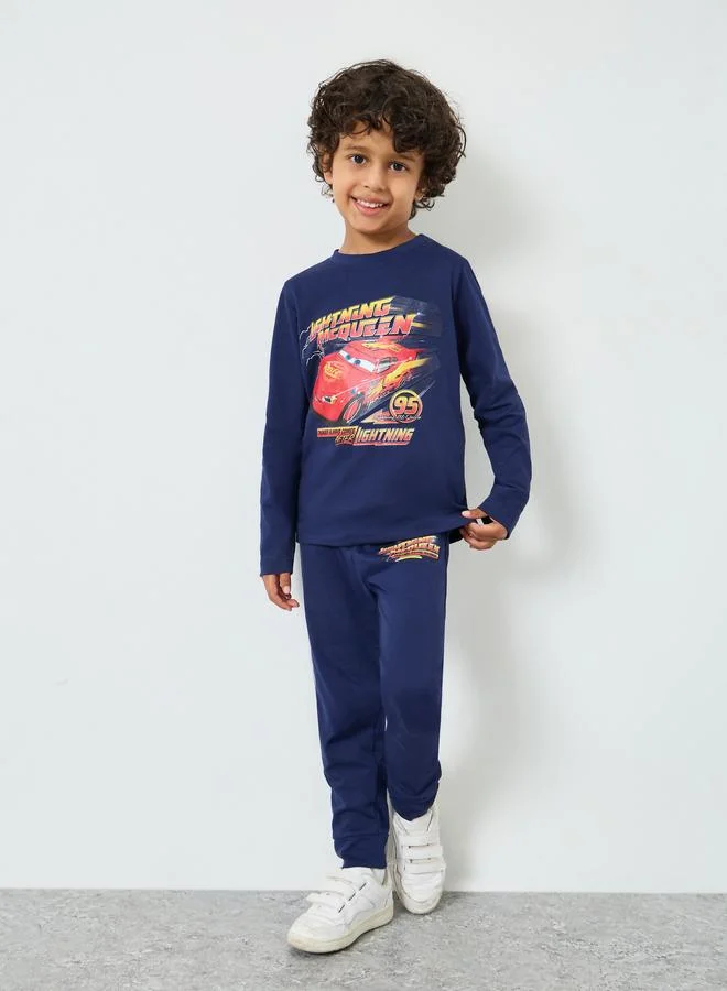 Styli Boys Cars Print Cotton T-Shirt and Pants Set