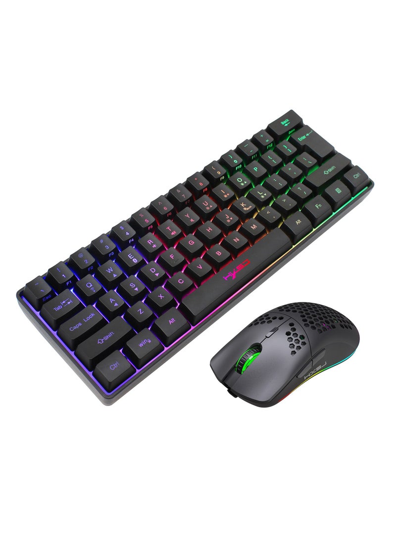 إتش إكس إس جيه لوحة مفاتيح الألعاب السلكية V700 61 Key RGB ومجموعة ماوس الألعاب السلكية J900 USB  - Image 1