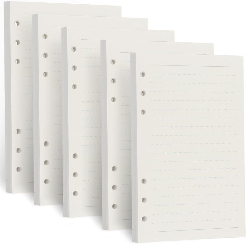 Toplive A6 Refill Paper, [5 Pack] 100GSM Thick Refillable Paper 6 Hole Filler Inserts Loose Leaf Paper 225 Sheets (450 Pages) for 6 Ring Binder Journal Notebook-Lined Paper - Image 1
