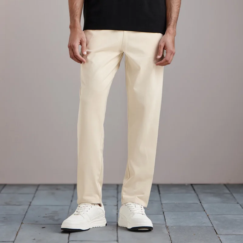 Straight Fit Pants with Drawstring Closure, Pocket and Flexicomfort Waistband