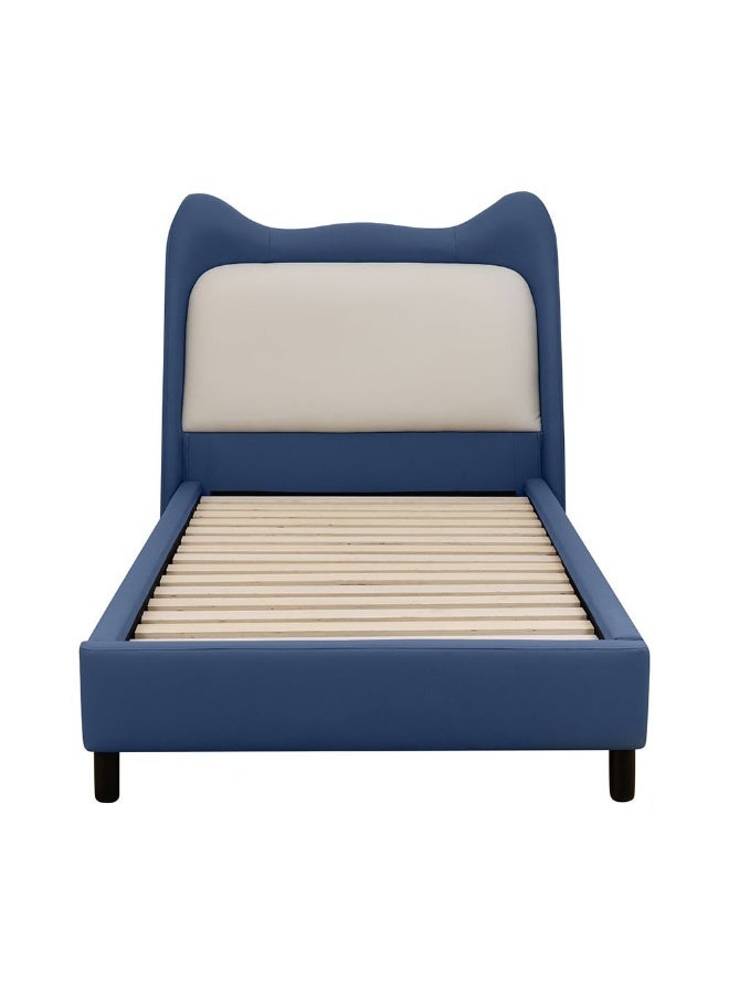 DANUBE HOME Knight Upholstered Kids Bed 90×200 Cm – Stylish Single Bed With Headboard, Modern Teen/Child Bedroom Furniture Blue & Light Grey - Image 3