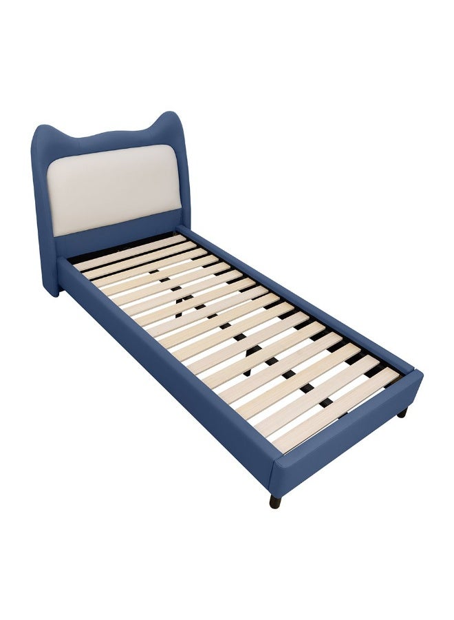 DANUBE HOME Knight Upholstered Kids Bed 90×200 Cm – Stylish Single Bed With Headboard, Modern Teen/Child Bedroom Furniture Blue & Light Grey - Image 5