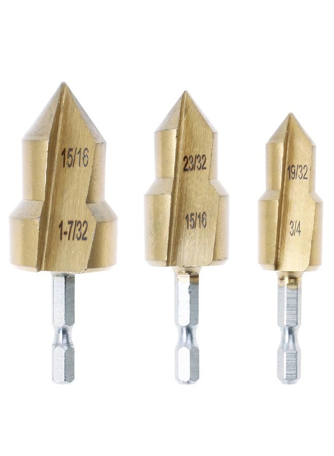 AUTOTOOLHOME 3Pack PPR Lifting Stepped Drill Bit Reamer Drill for Water Pipe Tube Repair Drill Connection Tool for 1/2" 3/4" 1inch Pipes 1/4 Hex Shank Quick Change - Image 1