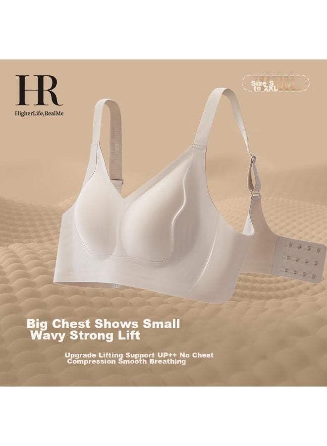 HR Helena Large Bust Minimizer Bra For Women, Seamless Comfortable Wireless Brassiere, Milk Gray, Xl+ - Image 2