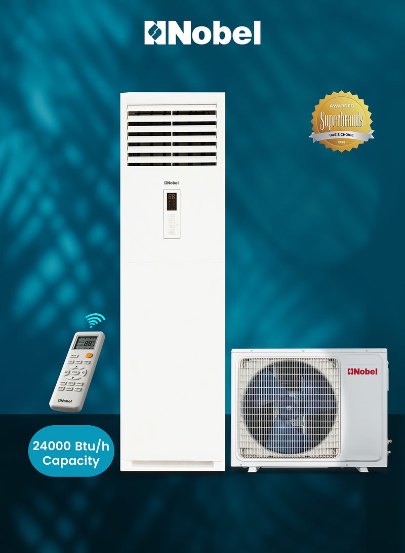 Nobel Floor Standing Air Conditioner 24000 BTU Cooling, T3 Climatic Condition, Rotary Compressor, R410A Refrigerant, Gold Fin, Efficient Climate Control for Large Spaces NFA24T3 White - Image 1