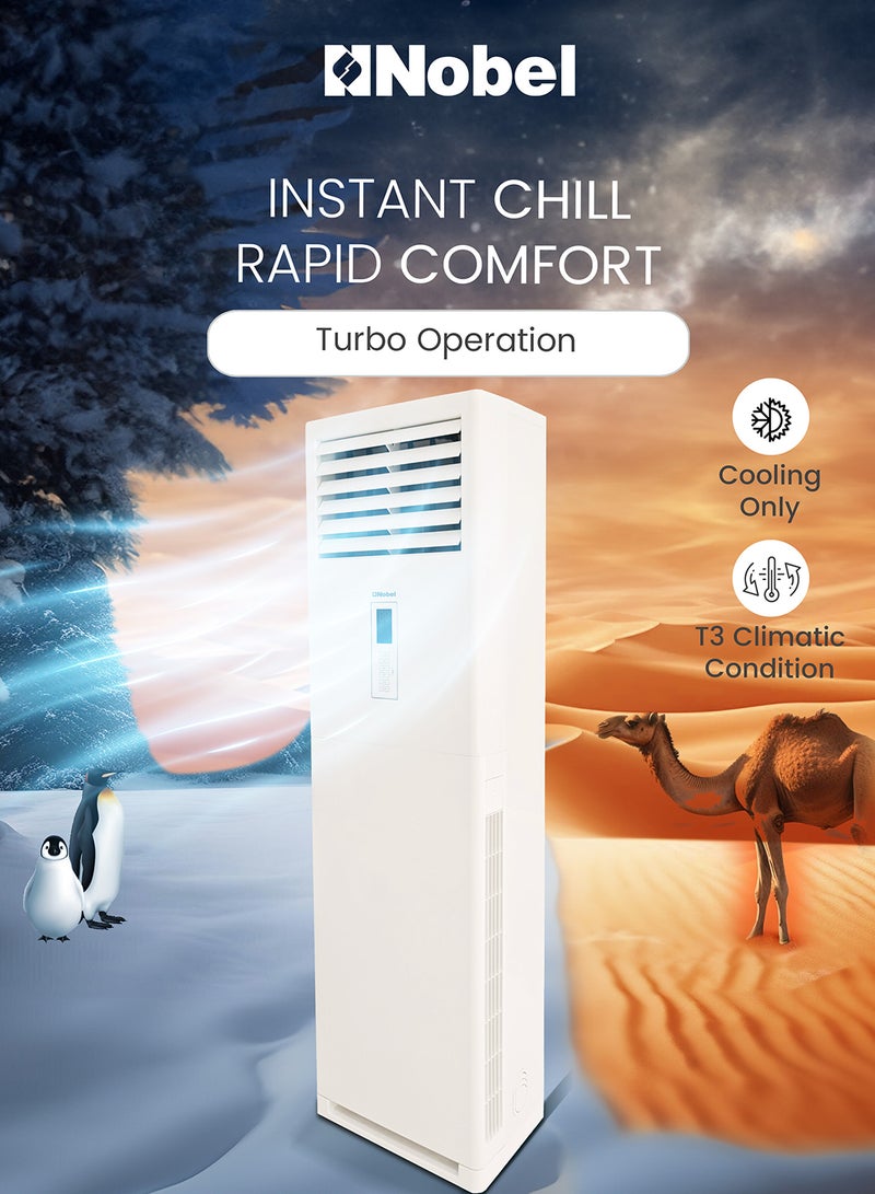 Nobel Floor Standing Air Conditioner 24000 BTU Cooling, T3 Climatic Condition, Rotary Compressor, R410A Refrigerant, Gold Fin, Efficient Climate Control for Large Spaces NFA24T3 White - Image 3
