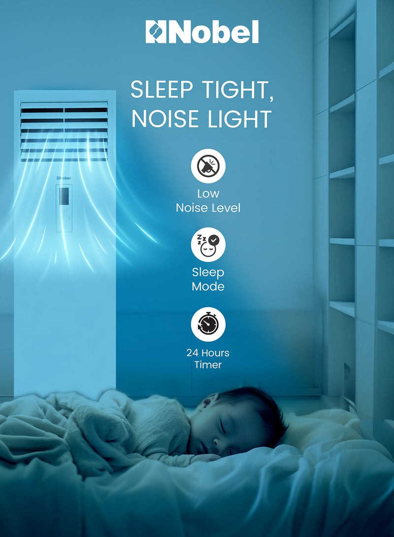 Nobel Floor Standing Air Conditioner 24000 BTU Cooling, T3 Climatic Condition, Rotary Compressor, R410A Refrigerant, Gold Fin, Efficient Climate Control for Large Spaces NFA24T3 White - Image 2