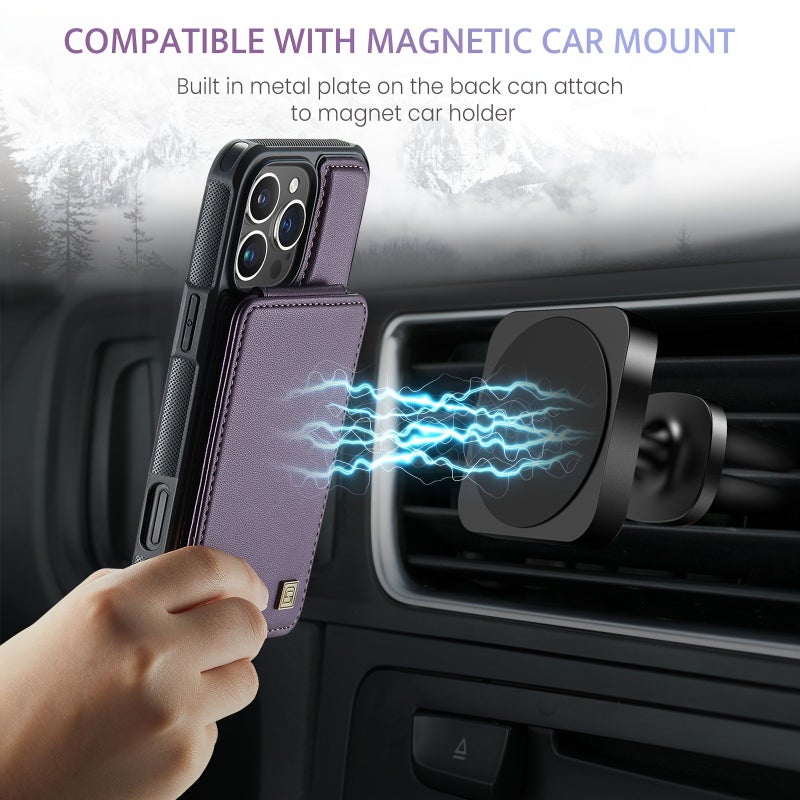 Down Flip Card Holder Magnetic Buckle Wallet Faux Leather Stand Case with RFID Anti Theft Function for iPhone 11 Red - Image 3
