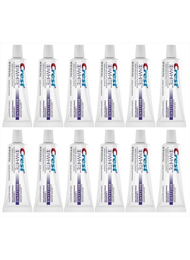 Crest 3D White Brilliance Toothpaste, Vibrant Peppermint, Travel Size, 0.85 oz (24g) - Pack of 12 - Image 1