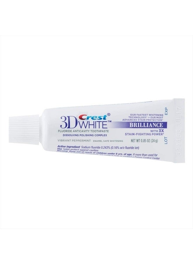 Crest 3D White Brilliance Toothpaste, Vibrant Peppermint, Travel Size, 0.85 oz (24g) - Pack of 12 - Image 2