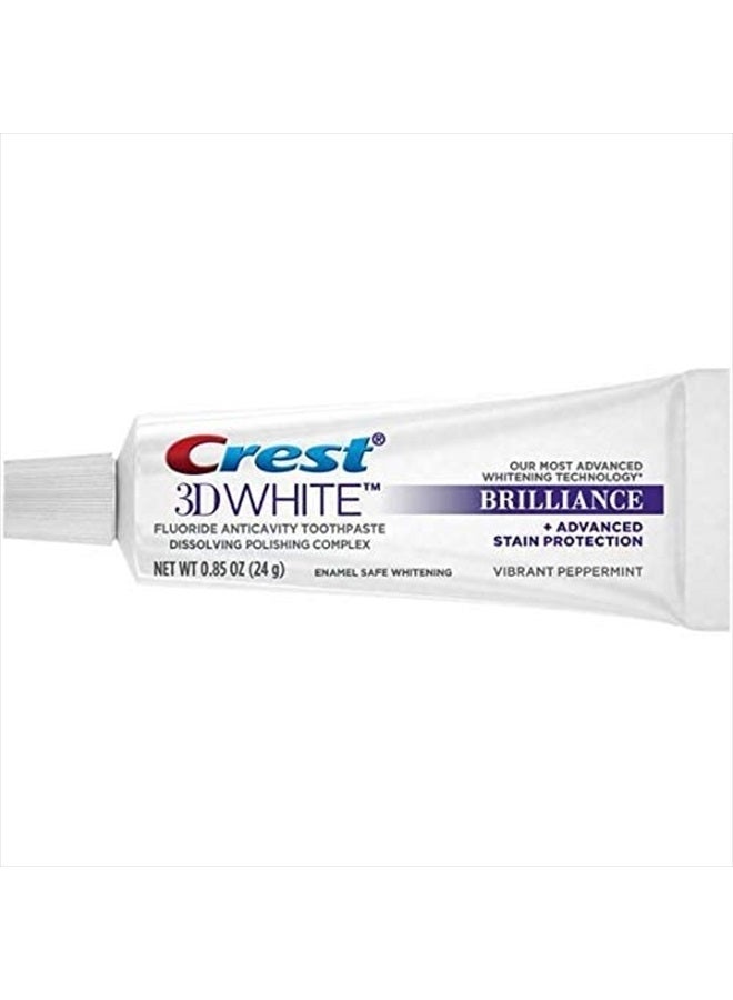 Crest 3D White Brilliance Toothpaste, Vibrant Peppermint, Travel Size, 0.85 oz (24g) - Pack of 12 - Image 3