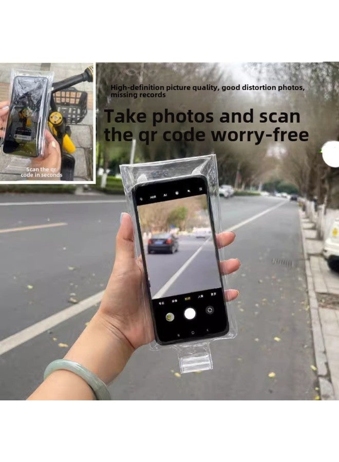 general Universal Take-out Rider Dedicated Mobile Phone Waterproof Bag Rechargeable Clip Holder Touch Screen Charging Hole Rain Cover-Color:Rechargeable Mobile Phone Transparent Waterproof Bag-5 Pieces - Image 5