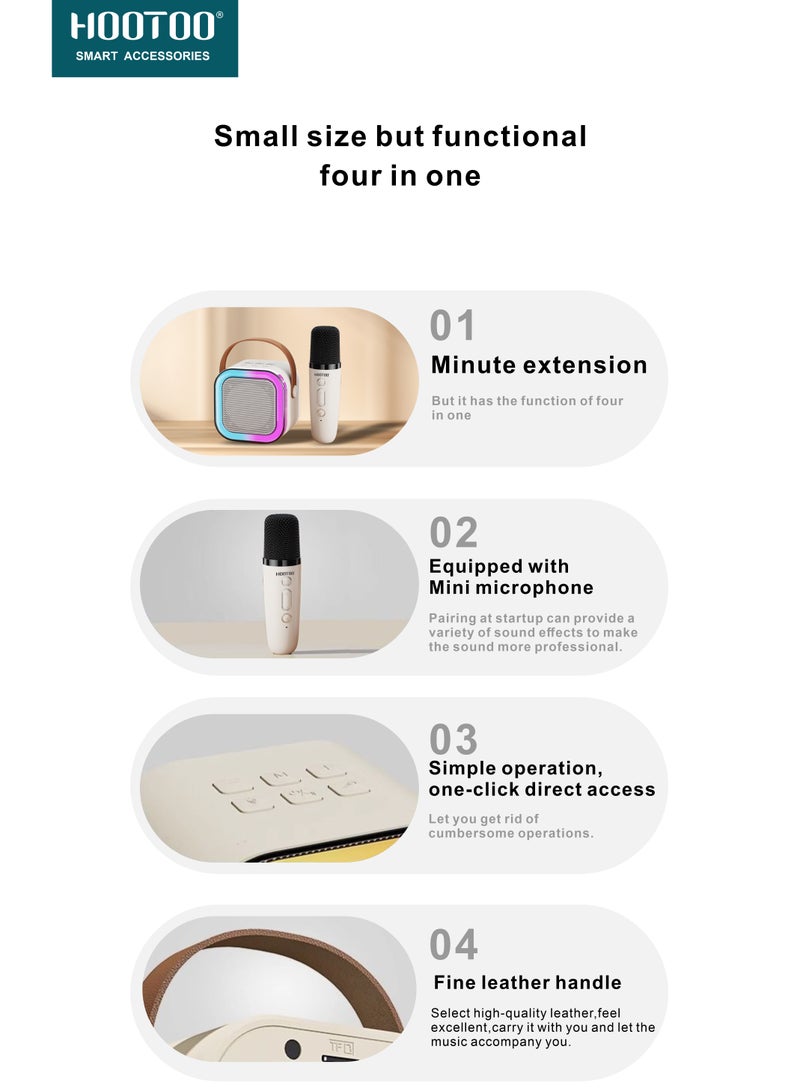 هوتو مكبر صوت كاريوكي بمكرفون وسماعه صغير. مكبر صوت بلوتوث بأضائه متغيرة. سماعه مكبر صوت مع مايكرفون لا سلكي بازرار تحكم. سماعه بلوتوث بصوت قوي وواضح. سماعه سبيكر  بازرار تحكم بالسبيكر. سبيكر بلوتوث بمدخل ذاكرة SD. - Image 4