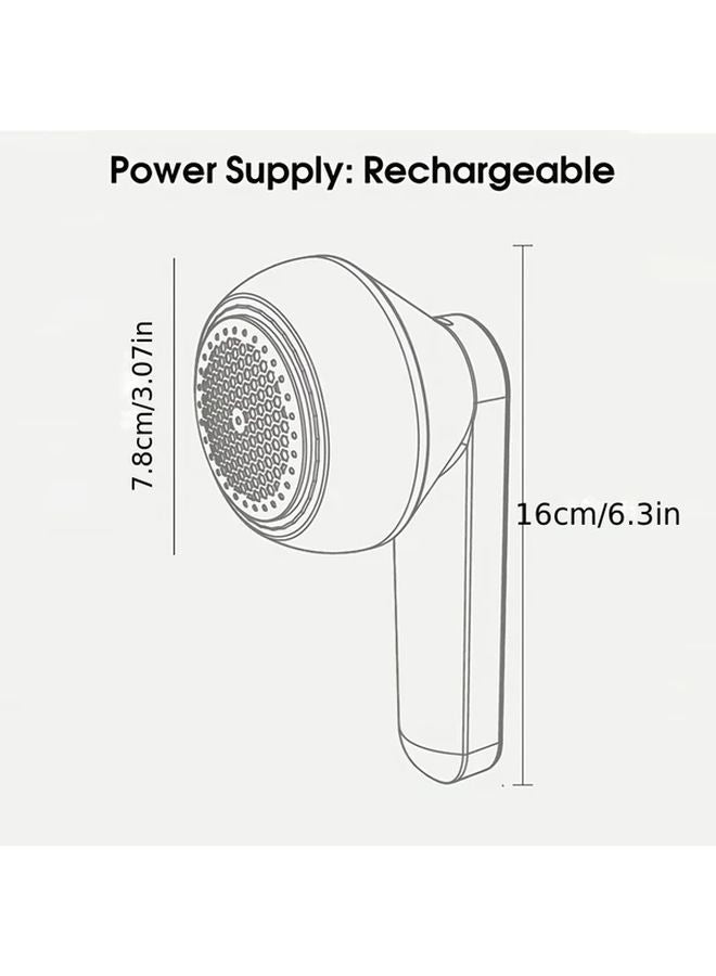 USB Rechargeable Lint Remover White With 2 Replacement Heads Portable Fabric Shaver Digital Display - Image 3