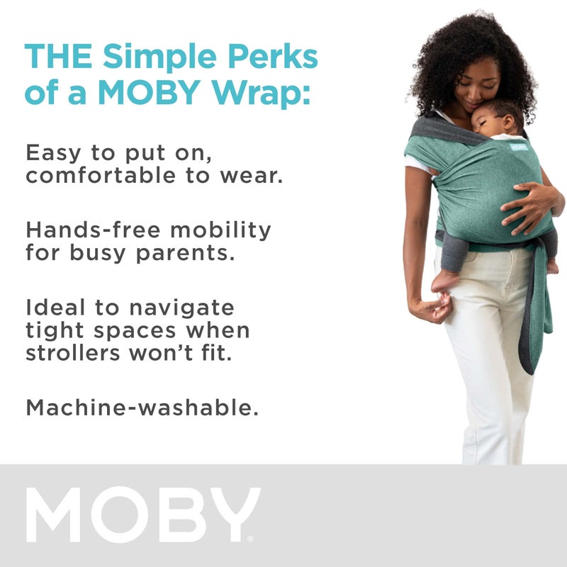Moby Baby Wrap Carrier Reversible for Newborns to Toddlers (8-33lbs), Infant Sling Carrier, Ultra Lightweight & Hands Free Design, Adjustable for All Body Types (Jade/Grey) - Image 4