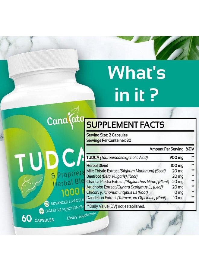 Canarata TUDCA Liver Support Supplements 1000mg - 60 Vegan Capsules,TUDCA Bile Salts with Milk Thistle Herbal Blend Formula for Liver Cleanse Detox & Repair - Image 3