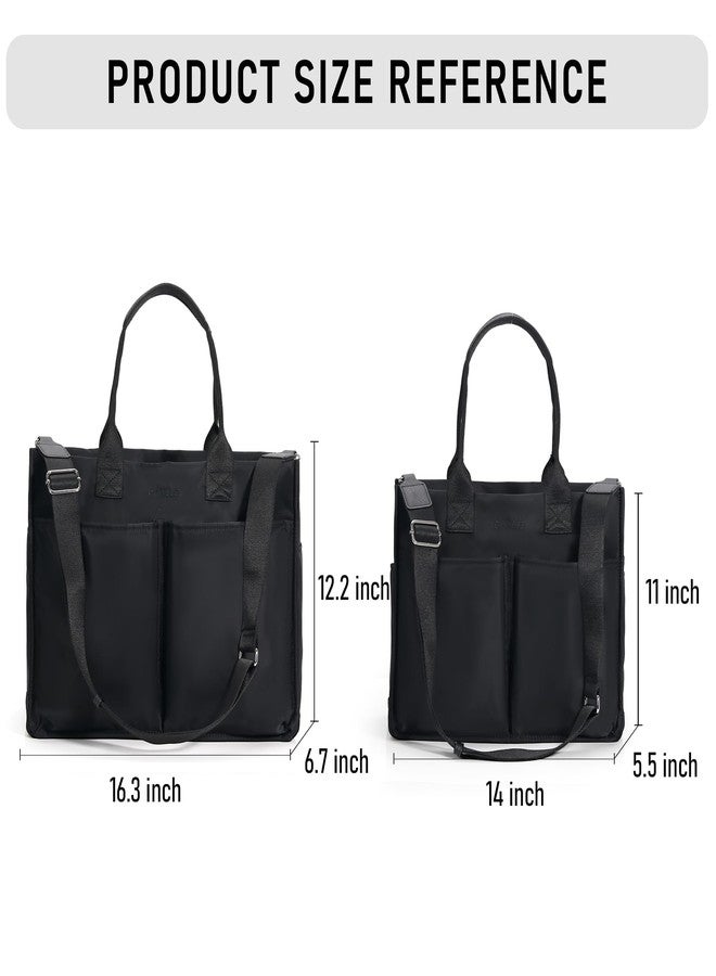 Chinllo Tote Bags for Women, Compartments Nylon Large Tote Handbags, Black, Large - Image 2